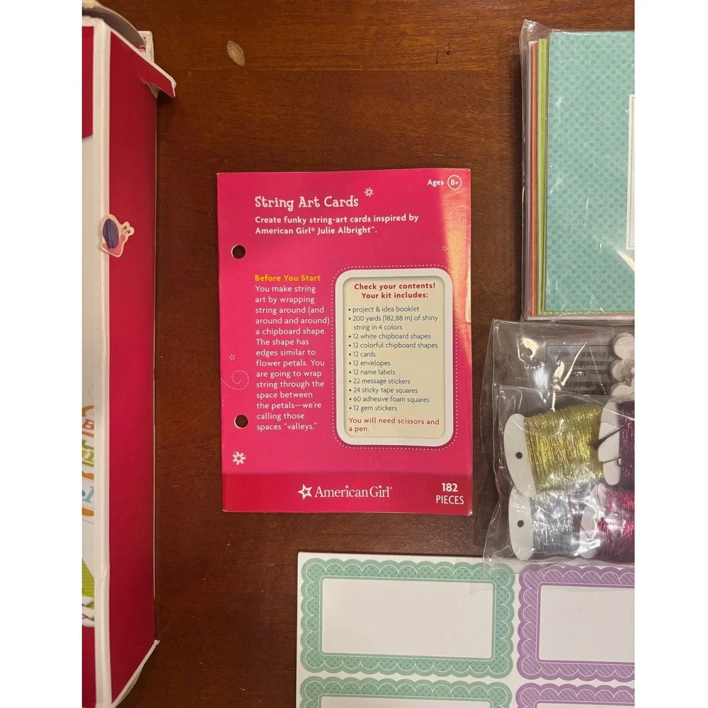 American Girl Crafts String Art Cards Julie Albright Kit 182 Pieces New Open Box